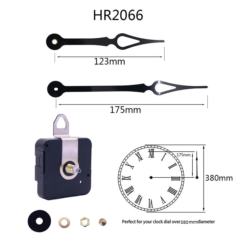 HR1688-17mm, svart klockrörelse och HR2066- klockhänder